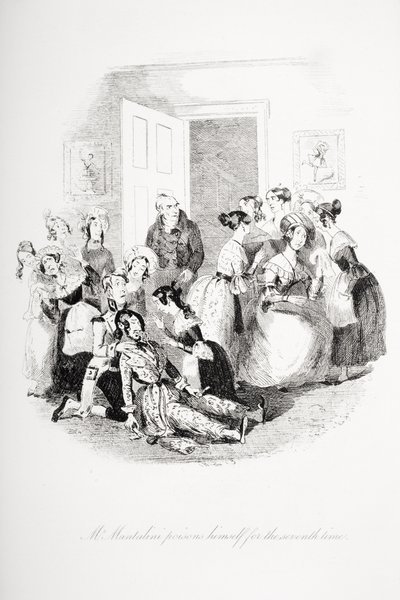 Mr. Mantalini vergiftet sich zum siebten Mal, Illustration aus 